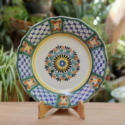 mexican-ceramic-plates-pottery-hand-painted-flower-pattern-talavera-majolica-table-decor-mexico