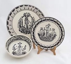 mexico-ceramic-dish-set-catrina-collection-talavera-majolica-made-in-mexico-tableware-black-iii