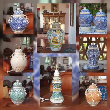 mexican ceramic mexican potttery folk art talavera Gorky Gonzalez Lamparas de Ceramica, Tibores y Ollas