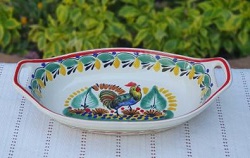200722-21-03-mexican-ceramic-pottery-oval-bowl-with-handle-talavera-majolica-hand-made-mexico-table-serving-rooster-motive
