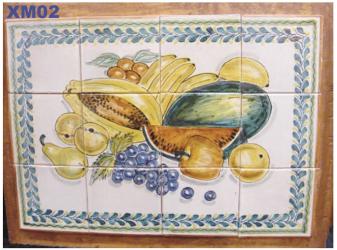 ceramica mexicana pintada a mano majolica talavera libre de plomo Mural de Azulejos<br>Frutas