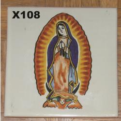 ceramica mexicana pintada a mano majolica talavera libre de plomo Azulejo c/Virgen de Guadalupe