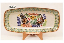 ceramica mexicana pintada a mano majolica talavera libre de plomo Platon Rectangular MIni<br>Mariposa