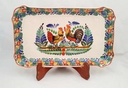 ceramica mexicana pintada a mano majolica talavera libre de plomo Pareja de Pollos<br>Colores Tradicionales