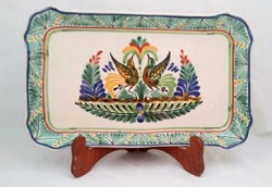 ceramica mexicana pintada a mano majolica talavera libre de plomo Pareja de Pajaros<br>Colores Verde-Azul