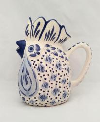 ceramica mexicana pintada a mano majolica talavera libre de plomo Jarra Gallo Gde<br>Azul y Blanco I