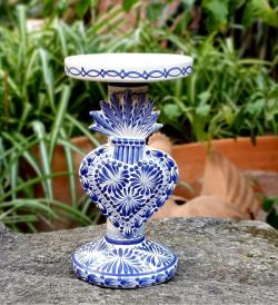 blue-talavera-ceramics-candle-mayolica-sacred-heart-handcrafts-handcrafted-gifts