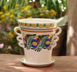 flowerplatter-maceta-handthrown-handmade-hand-painted-mexican-pottery-gorkygonzalez-gorkypottery-flowers-garden-jardin-home-hogar