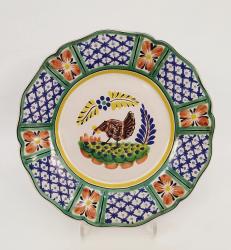 mexican-ceramic-plates-pottery-hand-painted-chicken-pattern-talavera-majolica-table-decor-mexico