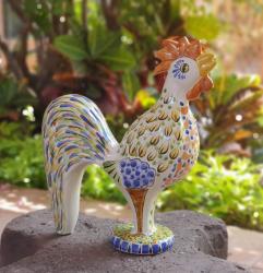 mexican-ceramic-rooster-figure-multicolors-hand-made-mexico-majolica-gorky