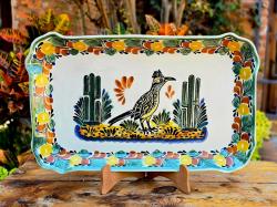 mexican-ceramics-desert-roadrunnersbird-rectangular-platter-table-gifts-crafted