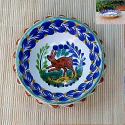 mexican-ceramics-flower-snack-bowl-gorky-gto-mexico-blue