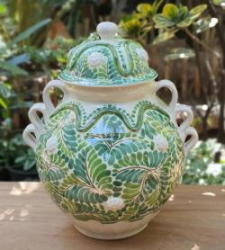 mexican-pottery-decorative-two-greens-milestone-vase-handcrafts-strawberryes-interiorhome-decor-wedding-gift