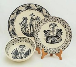 mexico-ceramic-dish-set-catrina-collection-talavera-majolica-made-in-mexico-tableware-black-ii