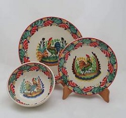 mexico-ceramic-dish-set-rooster-christmas-collection-talavera-majolica-made-in-mexico-tableware