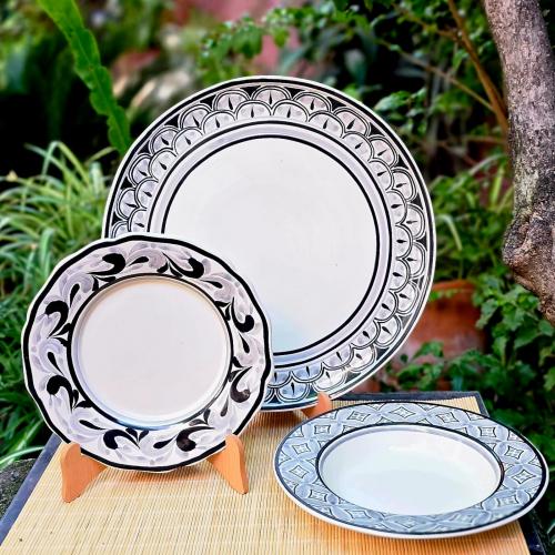 majolica-ceramics-dinnerware-set-3-pieces-black-and-white-table-decor-1-4