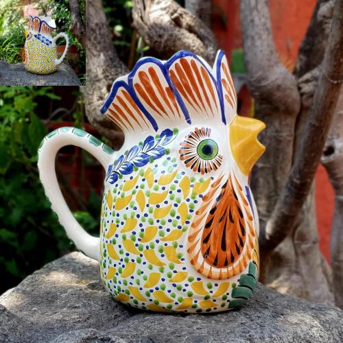 mexican-ceramics-large-rooster-water-pitcher-handcrafts-mexico-color-full