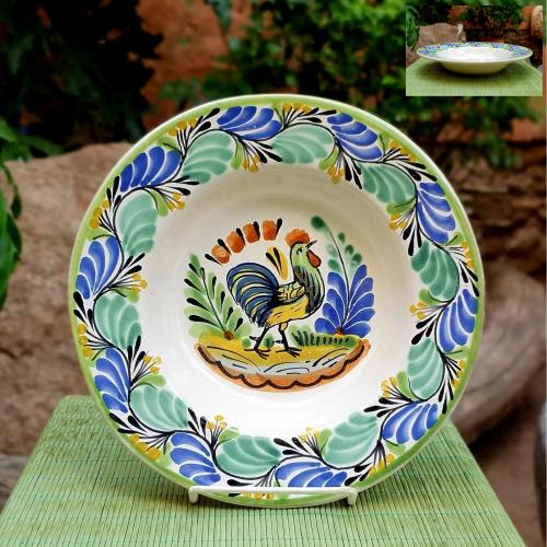 mexican-ceramics-pasta-cereal-soup-cereal-rooster-colors-farm-ranch-desings