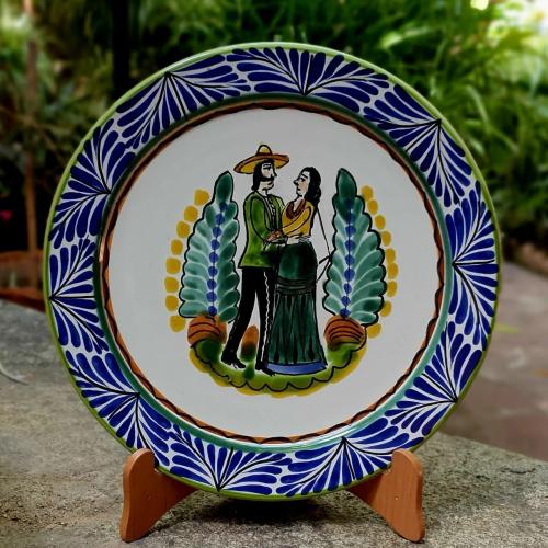 mexican-plate-wedding-gift-present-handmade-customize-bride-grom-couple-blue-border