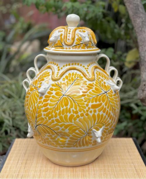 mexican-pottery-decorative-yellow-milestone-vase-handcrafts-doggy-face-interiorhome-decor-wedding-gift